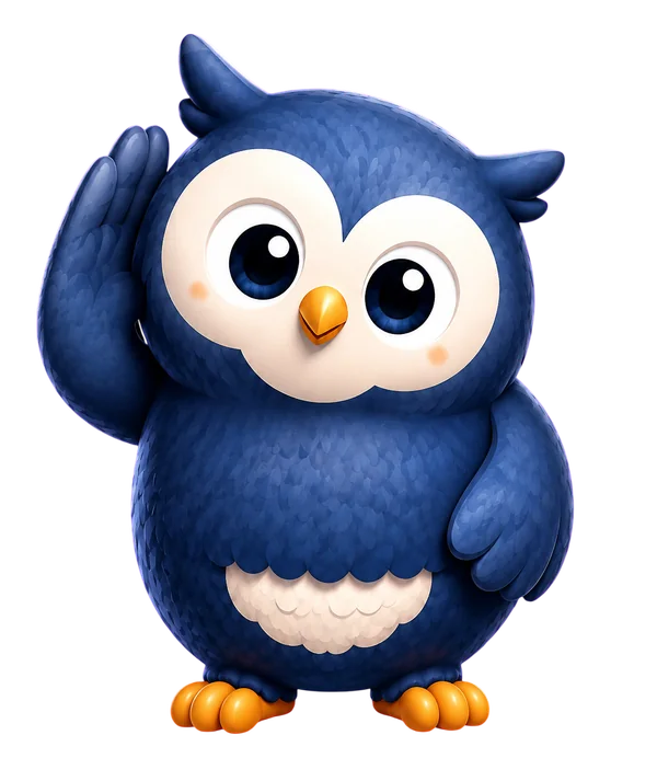 Ollie the blue owl listening carefully