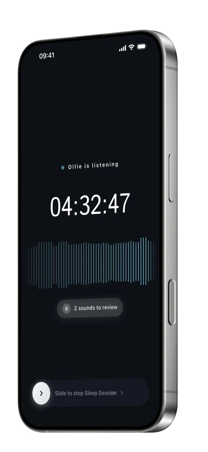 GrindMute listening during a Sleep Session, with two sounds to review